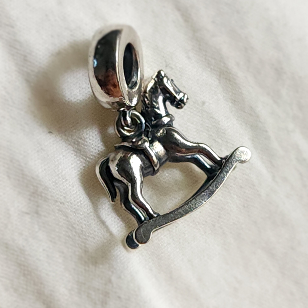 Silver Rocking Horse Charm - Picture 2 of 3